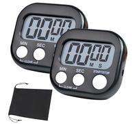 Digital Kitchen Timer for Cooking - 2Pcs Magnetic Countdown Stopwatch Timer with Stand Large LCD Digits Display & Loud Alarm Timers for Baking Shower Egg Toothbrush - Battery Not Included