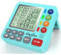 Digital Kitchen Timer for Cooking - 4 Channel Count Up Countdown Timer with Loud Alarm and Silent Mode, Large Display, Magnetic Back, Auto Memory for Classroom Study Gym, Battery Included (Mint Green)