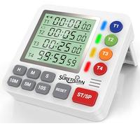 Digital Kitchen Timer for Cooking - 4 Channel Count Up Countdown Timer with Loud Alarm and Silent Mode, Large Display, Magnetic Back, Auto Memory for Classroom Study Gym, Battery Included (White)