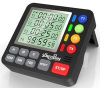 Digital Kitchen Timer for Cooking - 4 Channel Count Up Countdown Timer with Loud Alarm and Silent Mode, Large Display, Magnetic Back, Auto Memory for Classroom Study Gym, Battery Included (Black)