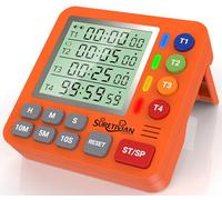 Digital Kitchen Timer for Cooking - 4 Channel Count Up Countdown Timer with Loud Alarm and Silent Mode, Large Display, Magnetic Back, Auto Memory for Classroom Study Gym, Battery Included (Orange)