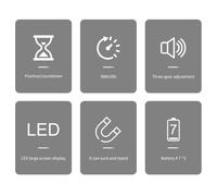 Digital Kitchen Timer Magnetic Count Up/Down Function Clock with Stand and Large LED Display Sound Alarm Silent Operation Kids Kitchen Time Management Tool for Testing Exercise (Black)