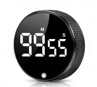 Digital Kitchen Timer, Magnetic Countdown and Countup Productivity Timer with Loud Alarm, Visual Timers for Cooking Baking Fitness Teaching and Studying (Black)