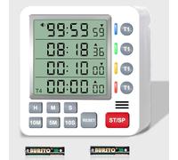 Digital Kitchen timer with 4 Independent Groups,Multi-Channel Count Down Up Timer for Cooking,Homework,Exercise Sports,Multiple Timers with Large LCD（White）