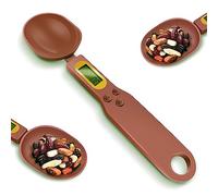 Digital Kitchen Weighing Spoon Scale, LCD Display, 0.1g - 500g, ml Marking Spoon Head,Precise Measurement for Spices, Herbs, Baby Food, Cooking & Medicinal Ingredients. Handy Baking Tool,Gift (Brown)
