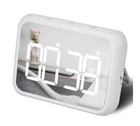 Digital Large Display Visual Timer Stopwatch for Kitchen Teacher School Classroom Cooking, 99 Minutes Countdown Count-up, Magnetic, Makeup Mirror LED, Easy for Kids, Loud or Mute Volume (White)