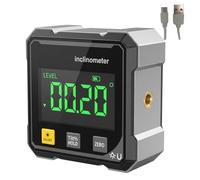 Digital Laser Angle Finder Protractor Tool, Magnetic 4×90° Angle Gauge with Large LED Display, USB Rechargeable Digital Level Box, 4-Sided Magnetic Base for Precision Measuring, Workshop, Construction