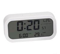 Digital LCD Alarm Clock, for Bedroom with Large LED Display, for Night Light, Temperature Monitoring from -9.9°C to 50°C(White)