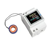 Digital LCD DIN Rail Voltmeter, AC 80-450V / 0-99.99A / 45-65Hz Power Monitor with kWh Metering, for Industrial Electrical Panels