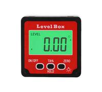 Digital LCD Level Box, Digital Angle Gauge Inclinometer with Magnetic Base | Backlit lcd display, 4x90 degree inclinometer, 0.05 degree resolution, ±0.1 degree accuracy, hold function, portable tool