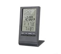 Digital LCD Thermometer Hygrometer With Temperature & Humidity Monitor, Clock, Date & Weather Forecast For Indoor Room Office(Black)