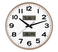 Digital LCD Wall Clock Humidity and Perpetual Calendar | Silent and Accurate Decorative Clock for Kitchen, Bedroom, Bathroom, Modern Wall Clock with Timer, Display
