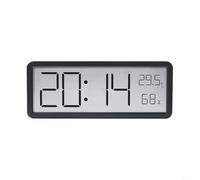 Digital LCD Wall Clock with Time Temperature Humidity Date Week Display for Bedroom Office Living Room, USB or Battery Powered, Wall Mount or Desktop Stand White Black ABS(black)