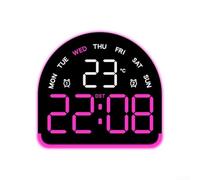 Digital LED Ambient Light Clock Offering Time Temperature Day Display Brightness Control Sleep Mode and Multiple Alarm Scheduling (E)