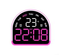Digital LED Ambient Light Clock Offering Time Temperature Day Display Brightness Control Sleep Mode and Multiple Alarm Scheduling (J)