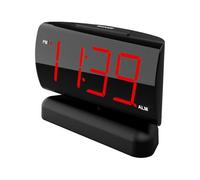 Digital LED Clock - Alarm with Red Display Rotatable 14.4 x 8.8 cm, Snooze Function with Adjustable Brightness | Bedside Table Clock for Living Room, Kitchen, Office, Classroom, Hotel,