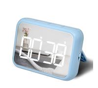 Digital LED Timer Stopwatch with Mirror Screen, Visual Count Down & up Timers for Kitchen Cooking, Magnetic Suction/Wall Hanging/Stand on Table, Easy for Kids, Night Light, Loud or Silent (Blue)