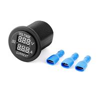 Digital LED Voltmeter Ammeter Round Gauge, Dual Display Current Meter with ABS Housing, for Motorcycle Car Boat 12V 24V Battery Monitoring