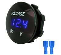 Digital LED Voltmeter Meter for DC 12V 24V Battery Systems with Waterproof Construction for Cars, Motorcycles, and Boats (Blue)