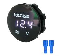 Digital LED Voltmeter Meter for DC 12V 24V Battery Systems with Waterproof Construction for Cars, Motorcycles, and Boats (White)