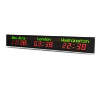Digital LED World Clock, 3-City Display, 5-Level Brightness Adjustment, NTP Sync, Daylight Saving Time Function, Ideal for Hotels and Multinational Enterprises