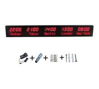 Digital Led World Clock, 5 Time Zone Wall Mounted City Time Zone World Clock, Three Brightness Adjustment, for Hotels, Airports, and Entertainment Venues