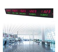 Digital LED World Clock, 5 Time Zones with Remote Control, Adjustable Brightness, Dual Installation Methods, Perfect for Hotels and International Use
