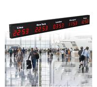 Digital LED World Clock - Displays 3 to 5 City Time Zones Simultaneously, Perfect for Home Office, Hotel Lobby, and Airport Terminal