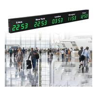 Digital LED World Clock - Displays 3 to 5 City Time Zones Simultaneously, Perfect for Home Office, Hotel Lobby, and Airport Terminal