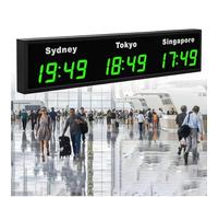 Digital LED World Clock - Displays 3 to 5 City Time Zones Simultaneously, Perfect for Home Office, Hotel Lobby, and Airport Terminal