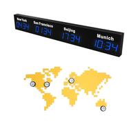 Digital LED World Clock, Multi Time Zone, Customizable Cities, Wall-Mounted Aluminum Alloy Design, Perfect for Office & Home Use, Accurate International Timekeeping