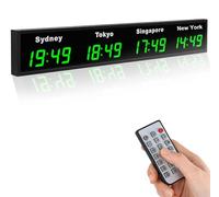 Digital LED World Clock - Multi-Time Zone Display for Airports, Hotels, and Offices(Red,4Time)