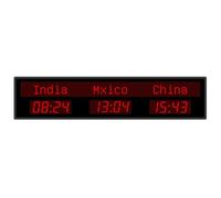 Digital LED World Clock, Multi Time Zone Wall Clock for Office and Hotels, Changeable Cities, Aluminum Alloy Shell, Perfect for Multinational Enterprises