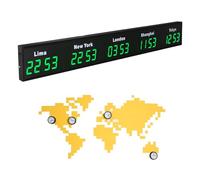 Digital LED World Clock, Multi Time Zones Display for Office with Customizable Cities, Aluminum Alloy Material