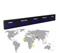 Digital LED World Clock - Time Zone Wall Mounted Clock for Hotels and Multinational Enterprises - Displays 3/4/5 Cities Time