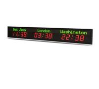 Digital LED World Clock, Wall-Mounted, 5 Time Zones, 5-Level Brightness Adjustment, Ideal for Multinational Enterprises, Hotels, and Offices