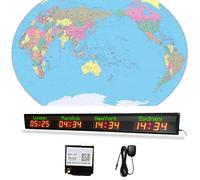 Digital LED World Clock with 4 Time Zones, Custom Cities Display, GPS Auto Time Sync, Wireless Connectivity for Phone or Computer