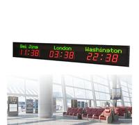 Digital LED World Clock with Adjustable Brightness, Multiple Time Zones Display, Wall Mountable for Home or Office