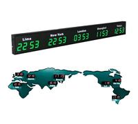 Digital LED World Clock with Multi Time Zones, Customizable Cities, Mounted Design - Ideal for Offices, Hotels, and Multinational Corporations