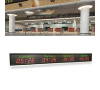 Digital LED World Clock with Multiple Time Zones Display for Wall Mounting, Ideal for Global Time Tracking in Offices and Homes