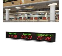 Digital LED World Clock with Multiple Time Zones Display for Wall Mounting, Ideal for Global Time Tracking in Offices and Homes