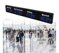 Digital LED World Clock with Multiple Time Zones, Ideal for Hotels, Airports, and Multinational Enterprises