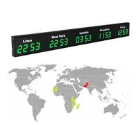 Digital LED World Clock with Multiple Time Zones, Wall Mounted for Hotels and Multinational Corporations
