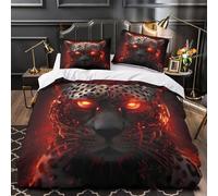 Digital Leopard Art Comforter Cover 3D Design Printed Luxury 3 Piece Bedding Set Zipper Quilt Cover Super Soft Breathable for Kids Teens Adults Women Youth Teenagers Single（140x200cm）