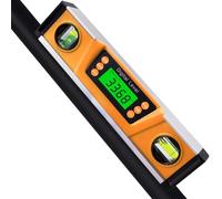 Digital Level and Protractor, 10 Inch IP54 Protected Electronic Bubble Inclinometer Angle Finder Gauge with Large LED Backlight Display & Magnetized V-Groove Base Carrying Bag Included-Orange