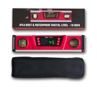 Digital Level and Protractor - eOUTIL 10 Inch IP54 Protected Electronic Bubble Inclinometer/Angle Finder/Gauge with Large LED Display & Magnetized V-Groove Base - Batteries and Carrying Bag Included
