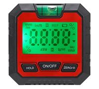 Digital Level Box Angle Finder, Woodworking Electronic Protractor with Horizontal Bubble, Magnetic Digital Level for Machine Tool Work, ABS Material with Clear Display (Red)