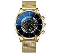 Digital Literal Layer Mesh Belt Men Dial Cool Watch Multi Fashion Quartz Men's Watch Light up Watches for Men (B, One Size)