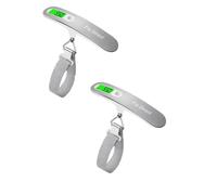 Digital Luggage Scale - Portable Travel Bag Weight Scale with Backlit LCD, Hook & Strap, Accurate Up to 50kg/110lbs, Suitcase Weighing Scales, Heavy Duty Weighing Scales for Luggage (2, Silver White)
