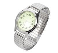 Digital Luminous Wristwatch with Elastic Band for Elderly Everyday Wear | Stainless Steel Build, Silver Finish, round Face, 100 Feet Water Resistance, Students and Caregivers